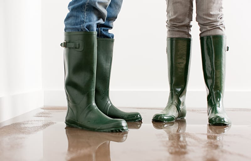 two people wearing rain boots