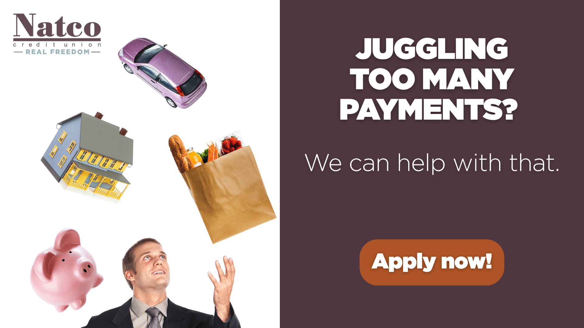 Juggling too many payments? We can help with that. Apply now!