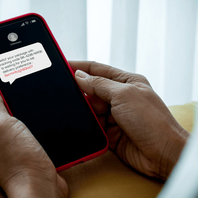 close up of scam text