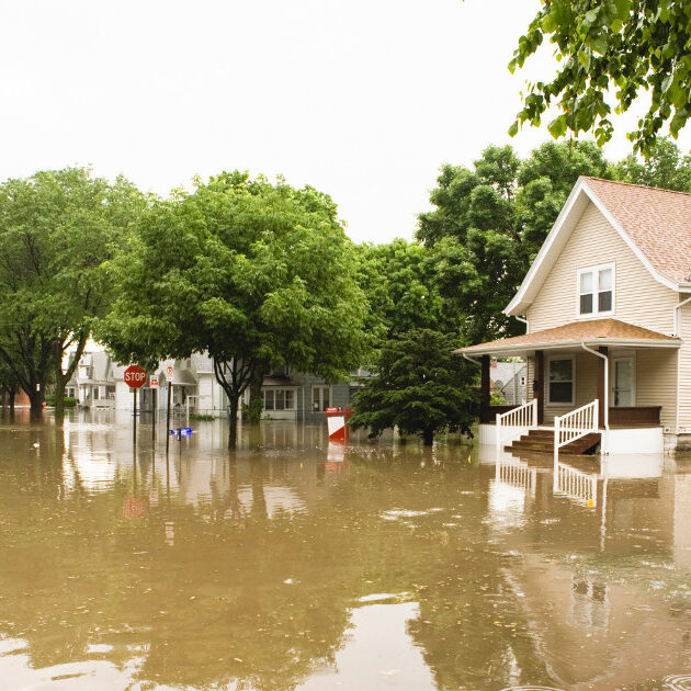 house damaged by flood