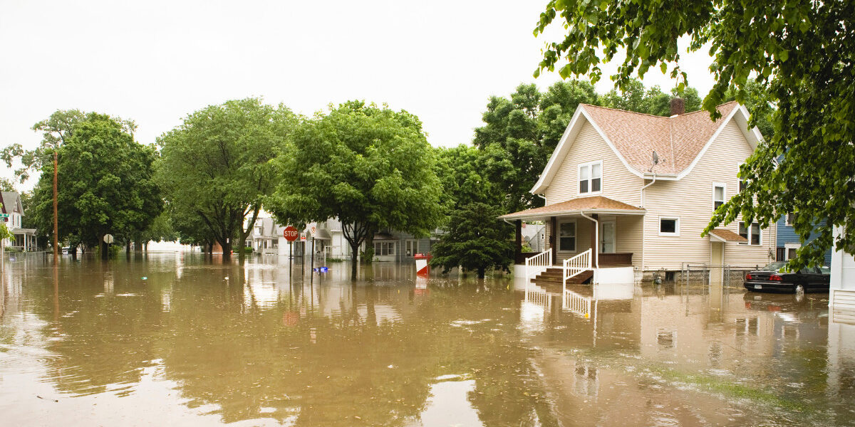 house damaged by flood
